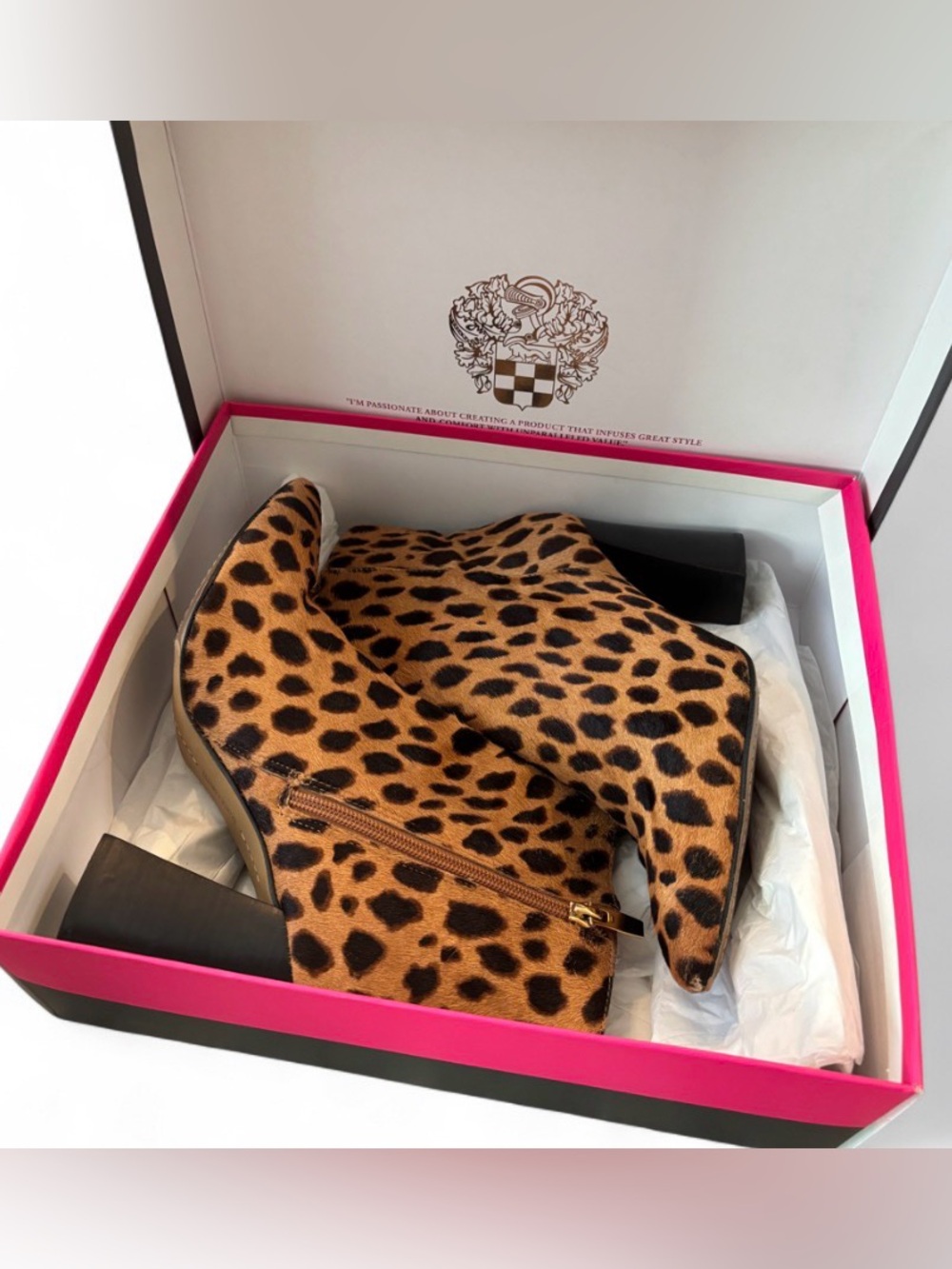 Vince Camuto Leopard Print Ankle Boots Booties Real Cow Hair